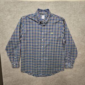 Vintage Brooks Brothers Cotton Gingham Plaid Button Down Polo Shirt Size Large